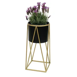 DanDiBo Ambiente Blumenhocker mit Topf 22 x 47 cm Gold Schwarz