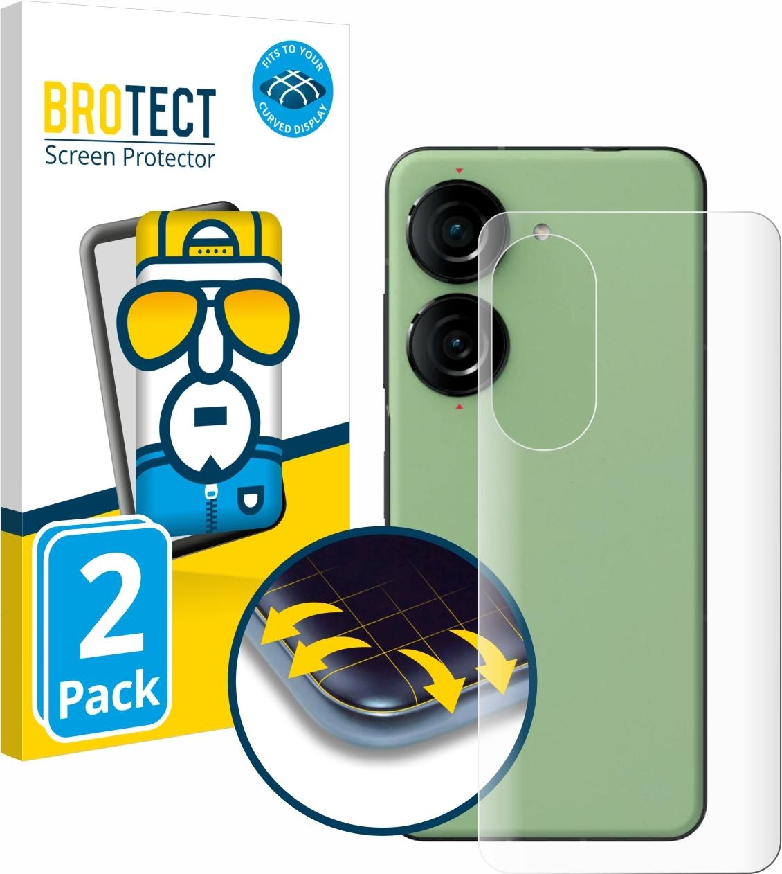 BROTECT 2x BROTECT Flex Full-Cover Displayschutzfolie für Asus ZenFone 10 (Rückseite) (2 Stück, Asus Zenfone 10), Smartphone Schutzfolie