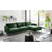 Polsterecke TRENDS BY HG "Svea L-Form" Sofas Gr. B/H/T: 288cm x 80cm x 155cm, Microvelours, Recamiere rechts, grün Recamiere rechts oder links, mit Metallfuß, frei im Raum stellbar