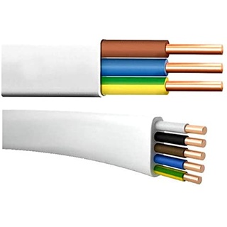 Flach Feuchtraumkabel Leitung YDYp NYM-J 3x1,5 2m