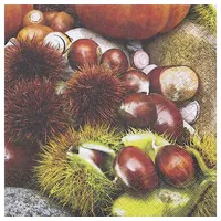 Home fashion Magni, Servietten, Motivserviette Herbst Kastanien 33 x
