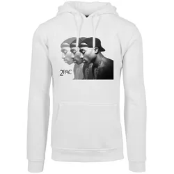Kapuzensweatshirt MISTERTEE "MisterTee Herren 2Pac Faces Hoody", Herren, Gr. M, weiß, 65% Baumwolle, 35% Polyester, bedruckt, Langarm, Sweatshirts