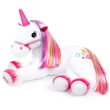 Bayer Design 69536AA Plüsch Einhorn mit Licht, Sound, Funktion, Stofftier, Kuscheltier, Regenbogen Haare,