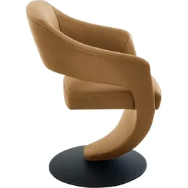 K+W Komfort & Wohnen Drehstuhl K+W KOMFORT & WOHNEN "Kansas", gelb (curcuma 71), B:62cm H:87cm T:64cm, Stühle, Esszimmerstuhl, Design Leder-Drehsessel mit hohem Sitzkomfort, Drehteller in schwarz