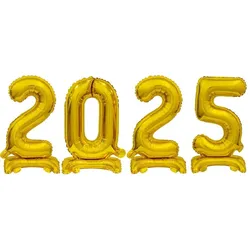 Folienballon stehend Zahl 2025 gold Silvester