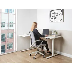 Höhenverstellbarer Schreibtisch Elektrisch Rechtsseitig Weiß DESTINES