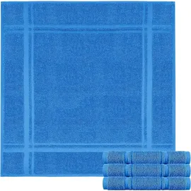 Lashuma Küchenhandtücher Frottee 50 x 50 cm, 4er Set, 100% Baumwolle, 450 g/m2, Capri Blau