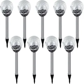 EAXUS 9er Set LED Kugel Solarleuchte Solar Lampe Kugelleuchte Edelstahl Gartenleuchte Solarlampe Wegleuchte Gartenbeleuchtung