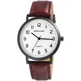 Excellanc Herren-Uhr Kunstleder Armband Dornschließe Analog Quarz 2900210 Braun