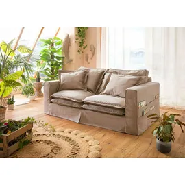 Massivmoebel24 Hussensofa 2-Sitzer 196x108x76 beige KINGSTON