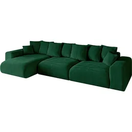altdecor Ecksofa Cord mit Schlaffunktion 2-Sitzer Grün