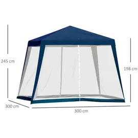 Outsunny Gartenpavillon 3 x 3 m inkl. 4 Seitenteile Blau