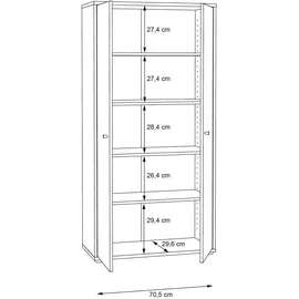 Forte Tempra Büroschrank 73,7 x 34,8 x 149,5 cm braun