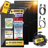 Solakon Balkonkraftwerk 2000W komplett Steckdose - Balkonkraftwerk 2000 Watt neuester Wechselrichter 800W - Solaranlage Komplettset mit 4x500W Solarpanel/Solar Panels mit 5m Kabel