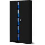 Jan Nowak Aktenschrank Metall Büroschrank abschließbar 90 cm JAN 4 Böden Stahl (Pulverbeschichtet 0,6 mm Wandmontage möglich PZH-zertifiziert) Ordnerschrank 50 Ordner Schloss 2 Schlüssel robust 13 Farben schwarz