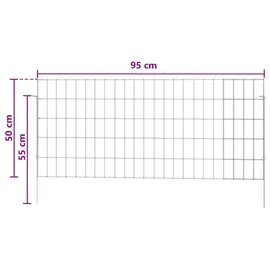vidaXL Zaun-Set 115 x 50 cm Silber/Verzinkter Stahl
