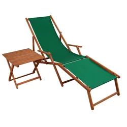 Erst-Holz Gartenliege Sonnenliege grün Liegestuhl Fußteil Tisch Deckchair Holz Gartenmöbel 10-304 F T