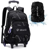 Rucksack mit Rollen Jungen Schulrucksack Trolley Kinder Schultasche mit Rollen Schulranzen Trolley Bag Jungen Grundshule Backpack Teens 6 Rollen 32x20x46cm