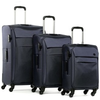 FERGÉ Kofferset 3 teilig Weichschale Calais, Trolley 3er Koffer Set, Reisekoffer 4 Rollen, Premium Rollkoffer blau