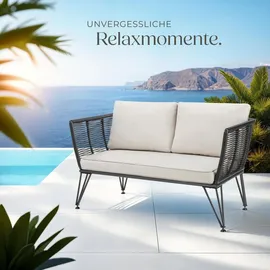 Tectake tectake® Garten-Loungesofa, Sundo im Rope-Design mit Polyrattan