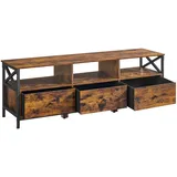 VASAGLE LTV304KD01 TV-Lowboard 147 x 40 x 50 cm Vintagebraun-Schwarz Stahl