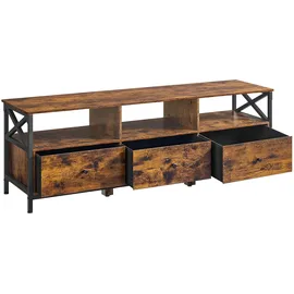 VASAGLE LTV304KD01 TV-Lowboard 147 x 40 x 50 cm Vintagebraun-Schwarz Stahl