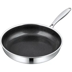 Morleos Bratpfanne 26 cm 3 Liter Antihaft Wabenstruktur Edelstahl Pfanne Gas Induktion Elektro Pfanne Kratzfest Rostfrei Beschichtet Gastro