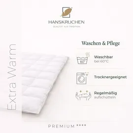 HANSKRUCHEN GmbH Hanskruchen® Daunendecke 135x200 cm extra Warm 100% Daunen waschbar Allergiker Decke atmungsaktiv Winterbettdecke weiß - Weiß