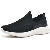 TIOSEBON Damen Walking Tennisschuhe Strick Leichtgewicht Slip-On Atmungsaktives Mesh Bequeme Weiche Mode Sneaker Schwarz EU 37 - 37 EU