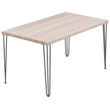 LAMO Manufaktur Esstisch Creative Küchentisch Tischplatte Massivholz inkl. Metallgestell (1 Tisch), gerade Kante grau 120 cm x 76 cm x 60 cm