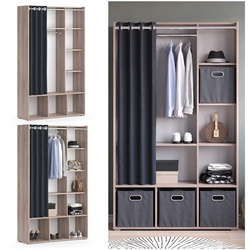 Vicco Kleiderschrank Schlafzimmerschrank Garderobe Luigi Sonoma 106 x 178 cm modern Schrankregal Organizer Vorhang Kleiderstange Fächer Aufbewahrung Ablage