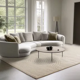 The CarPET Elisa moderner Wohnzimmer Teppich geometrisches Design, hohe Flordichte und angenehm weich beige, 80 x 150 cm