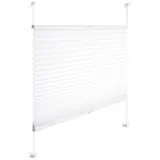 Woltu Plissee ohne Bohren Klemmfix Faltrollo Jalousie, Weiß 110x130cm (bxh) Plisseerollo Crushed Optik Sichtschutz und Sonnenschutz Easyfix lichtdurchlässig Rollo für Fenster & Tür
