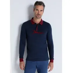 Bendorff für Herren. 830575292 Kurzärmeliges Poloshirt mit marineblauem Jacquard-Kragen (M), Lässig, Baumwolle, Klassisch, Kurzarm