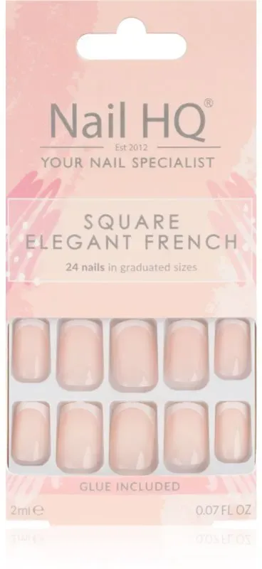 Nail HQ Square künstliche Fingernägel Elegant French 24 St.