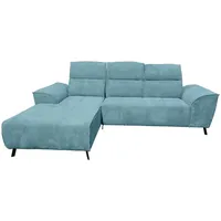 Carryhome Ecksofa, Türkis, Textil, 3-Sitzer, Ottomane links, L-Form, 290x196 cm, Liegefunktion, seitenverkehrt erhältlich, Rücken echt, elektrischer Sitzvorzug, haustierfreundlicher Bezug, Wohnzimmer, Sofas & Couches, Wohnlandschaften, Ecksofas