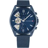 Tommy Hilfiger "BAKER", blau (blau, blau), Armbanduhren, Kinder, Quarzuhr, Armbanduhr, Herrenuhr, Edelstahlarmband, analog, Tag