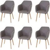 6er-set Esszimmerstuhl Vaasa T381, Stuhl Küchenstuhl, Retro 50er Jahre Design Kunstleder, Taupe-grau, Helle Beine