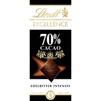 Lindt EXCELLENCE 70 % Kakao - Edelbitter-Schokolade Tafel | Vollmundige Bitter-Schokolade | Intensiver Kakao-Geschmack | Dunkle Schokolade | Vegane Schokolade | Schokoladengeschenk, 100g