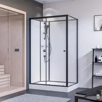 Breuer Komplettdusche als Schiebetür mit Seitenwand 800x1200mm Anschlag links Klarglas hell Rückwände weiß, Mattschwarz 9448031001022