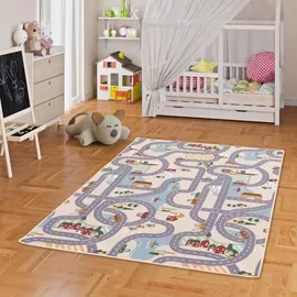 Snapstyle Kinder Spiel Straßenteppich Beige, 200x300cm
