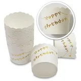 Frau WUNDERVoll® 100 Muffin BACKFORMEN Happy Birthday Gold Durchmesser 6,1 cm/Muffinbackform, Muffinform, Backformen, Backförmchen, Cupcake Formen, Muffin Förmchen Papier