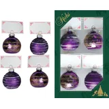 Krebs Glas Lauscha Dekokugel KREBS GLAS LAUSCHA "Tischkartenhalter CBK21527, Weihnachtsdeko", lila (flieder), Dekofiguren, in Form einer Weihnachtbaumkugel