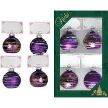 Krebs Glas Lauscha Dekokugel KREBS GLAS LAUSCHA "Tischkartenhalter CBK21527, Weihnachtsdeko", lila (flieder), Dekofiguren, in Form einer Weihnachtbaumkugel