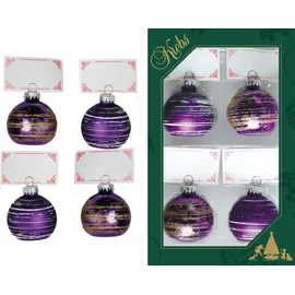 Krebs Glas Lauscha Dekokugel KREBS GLAS LAUSCHA "Tischkartenhalter CBK21527, Weihnachtsdeko", lila (flieder), Dekofiguren, in Form einer Weihnachtbaumkugel