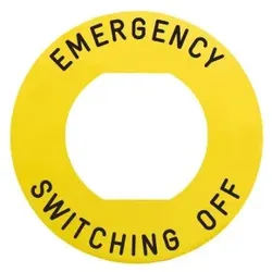 Schneider Electric ZBY9360M Schild Ø60 für Not-Aus-Taster, mit Schutzkragen ZBZ16.. EMERGENCY SWITCHING OFF - 10 Stück