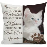 Personalisierbares Gedenkkissen für Hund oder Katze – Erinnerungs-Geschenk bei Verlust eines Haustiers – Optional mit Füllung – Personalisiertes Trauerkissen