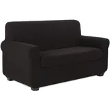 TIANSHU Sofaüberwürfe,Spandex Sesselbezüge Enthält 1 Sofabezug und 1 Sitzkissenbezug Stretch Couchbezug Elastischer Antirutsch Weich Jacquard Stoff sesselbezug Schonbezug(2 Sitzer,Schwarz)
