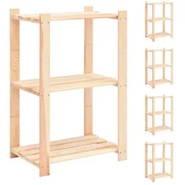 vidaXL Lagerregal Massivholz 60x38x90cm braun 3 Böden 5 Stk.