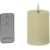 DRW Set mit 4 Kerzen aus Polyester mit LED und Fernbedienung, elfenbeinfarben, 7 x 7 x 10 cm